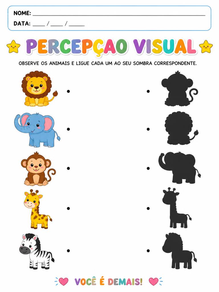 Atividade educativa de Percepção visual para crianças com autismo